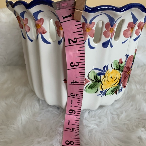 VESTAL Vintage Hand floral painted Alcobach Portugal ceramic planter pot… - Picture 7 of 12